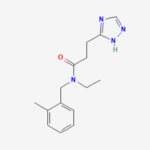 molecular formula C15H20N4O B6943643 N-ethyl-N-[(2-methylphenyl)methyl]-3-(1H-1,2,4-triazol-5-yl)propanamide 