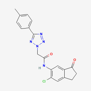 molecular formula C19H16ClN5O2 B6943774 N-(6-chloro-3-oxo-1,2-dihydroinden-5-yl)-2-[5-(4-methylphenyl)tetrazol-2-yl]acetamide 