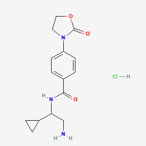 molecular formula C15H20ClN3O3 B6943790 N-(2-amino-1-cyclopropylethyl)-4-(2-oxo-1,3-oxazolidin-3-yl)benzamide;hydrochloride 