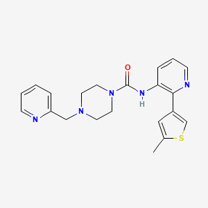 molecular formula C21H23N5OS B6943808 N-[2-(5-methylthiophen-3-yl)pyridin-3-yl]-4-(pyridin-2-ylmethyl)piperazine-1-carboxamide 