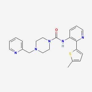 molecular formula C21H23N5OS B6943825 N-[2-(5-methylthiophen-2-yl)pyridin-3-yl]-4-(pyridin-2-ylmethyl)piperazine-1-carboxamide 
