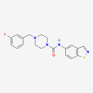 molecular formula C19H19FN4OS B6943912 N-(1,2-benzothiazol-5-yl)-4-[(3-fluorophenyl)methyl]piperazine-1-carboxamide 