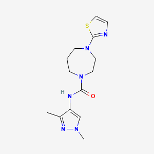 molecular formula C14H20N6OS B6943963 N-(1,3-dimethylpyrazol-4-yl)-4-(1,3-thiazol-2-yl)-1,4-diazepane-1-carboxamide 