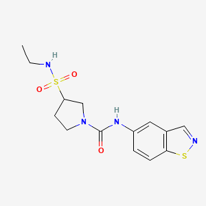 molecular formula C14H18N4O3S2 B6944000 N-(1,2-benzothiazol-5-yl)-3-(ethylsulfamoyl)pyrrolidine-1-carboxamide 