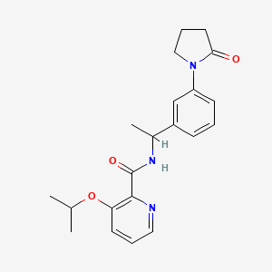molecular formula C21H25N3O3 B6944007 N-[1-[3-(2-oxopyrrolidin-1-yl)phenyl]ethyl]-3-propan-2-yloxypyridine-2-carboxamide 