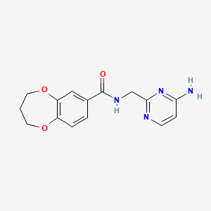 molecular formula C15H16N4O3 B6944029 N-[(4-aminopyrimidin-2-yl)methyl]-3,4-dihydro-2H-1,5-benzodioxepine-7-carboxamide 