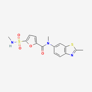 molecular formula C15H15N3O4S2 B6944086 N-methyl-N-(2-methyl-1,3-benzothiazol-6-yl)-5-(methylsulfamoyl)furan-2-carboxamide 