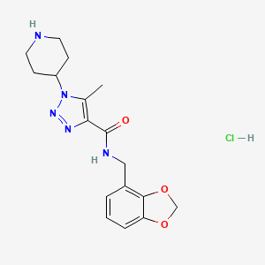 molecular formula C17H22ClN5O3 B6944117 N-(1,3-benzodioxol-4-ylmethyl)-5-methyl-1-piperidin-4-yltriazole-4-carboxamide;hydrochloride 
