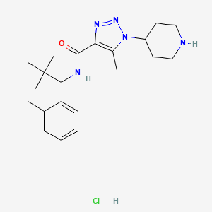 molecular formula C21H32ClN5O B6944119 N-[2,2-dimethyl-1-(2-methylphenyl)propyl]-5-methyl-1-piperidin-4-yltriazole-4-carboxamide;hydrochloride 