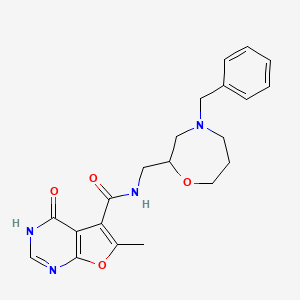 molecular formula C21H24N4O4 B6944168 N-[(4-benzyl-1,4-oxazepan-2-yl)methyl]-6-methyl-4-oxo-3H-furo[2,3-d]pyrimidine-5-carboxamide 
