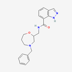 molecular formula C21H24N4O2 B6944182 N-[(4-benzyl-1,4-oxazepan-2-yl)methyl]-1H-indazole-7-carboxamide 