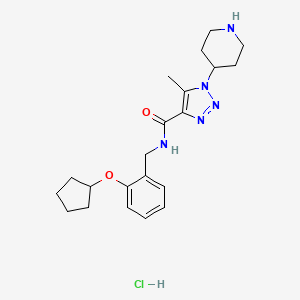 molecular formula C21H30ClN5O2 B6944187 N-[(2-cyclopentyloxyphenyl)methyl]-5-methyl-1-piperidin-4-yltriazole-4-carboxamide;hydrochloride 