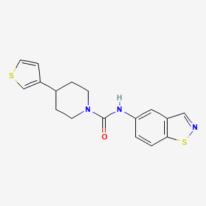 molecular formula C17H17N3OS2 B6944266 N-(1,2-benzothiazol-5-yl)-4-thiophen-3-ylpiperidine-1-carboxamide 