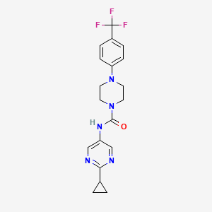 molecular formula C19H20F3N5O B6944308 N-(2-cyclopropylpyrimidin-5-yl)-4-[4-(trifluoromethyl)phenyl]piperazine-1-carboxamide 