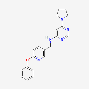 molecular formula C20H21N5O B6944345 N-[(6-phenoxypyridin-3-yl)methyl]-6-pyrrolidin-1-ylpyrimidin-4-amine 