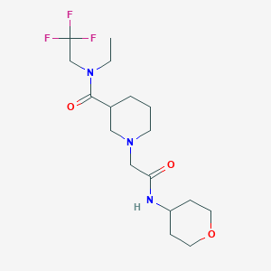 molecular formula C17H28F3N3O3 B6944434 N-ethyl-1-[2-(oxan-4-ylamino)-2-oxoethyl]-N-(2,2,2-trifluoroethyl)piperidine-3-carboxamide 