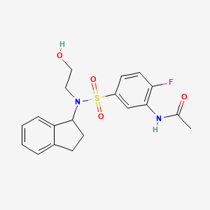 molecular formula C19H21FN2O4S B6944448 N-[5-[2,3-dihydro-1H-inden-1-yl(2-hydroxyethyl)sulfamoyl]-2-fluorophenyl]acetamide 
