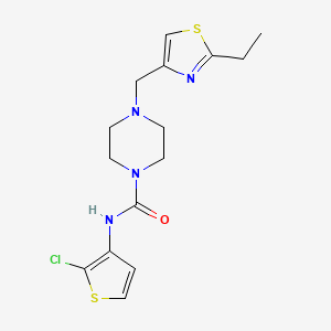 molecular formula C15H19ClN4OS2 B6944511 N-(2-chlorothiophen-3-yl)-4-[(2-ethyl-1,3-thiazol-4-yl)methyl]piperazine-1-carboxamide 