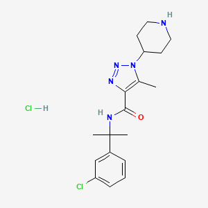 molecular formula C18H25Cl2N5O B6944551 N-[2-(3-chlorophenyl)propan-2-yl]-5-methyl-1-piperidin-4-yltriazole-4-carboxamide;hydrochloride 