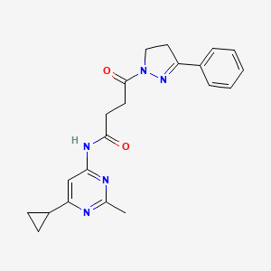 molecular formula C21H23N5O2 B6944590 N-(6-cyclopropyl-2-methylpyrimidin-4-yl)-4-oxo-4-(5-phenyl-3,4-dihydropyrazol-2-yl)butanamide 