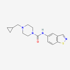 molecular formula C16H20N4OS B6944620 N-(1,2-benzothiazol-5-yl)-4-(cyclopropylmethyl)piperazine-1-carboxamide 