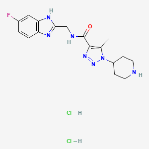 molecular formula C17H22Cl2FN7O B6944760 N-[(6-fluoro-1H-benzimidazol-2-yl)methyl]-5-methyl-1-piperidin-4-yltriazole-4-carboxamide;dihydrochloride 