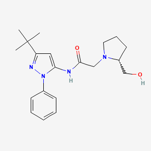 molecular formula C20H28N4O2 B6944794 N-(5-tert-butyl-2-phenylpyrazol-3-yl)-2-[(2R)-2-(hydroxymethyl)pyrrolidin-1-yl]acetamide 