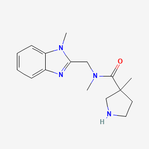 molecular formula C16H22N4O B6944800 N,3-dimethyl-N-[(1-methylbenzimidazol-2-yl)methyl]pyrrolidine-3-carboxamide 