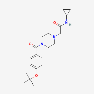 molecular formula C20H29N3O3 B6944815 N-cyclopropyl-2-[4-[4-[(2-methylpropan-2-yl)oxy]benzoyl]piperazin-1-yl]acetamide 