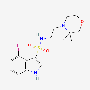 molecular formula C16H22FN3O3S B6944824 N-[2-(3,3-dimethylmorpholin-4-yl)ethyl]-4-fluoro-1H-indole-3-sulfonamide 