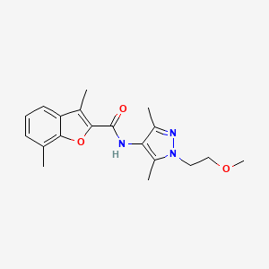 molecular formula C19H23N3O3 B6944854 N-[1-(2-methoxyethyl)-3,5-dimethylpyrazol-4-yl]-3,7-dimethyl-1-benzofuran-2-carboxamide 