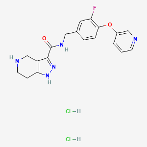 molecular formula C19H20Cl2FN5O2 B6944923 N-[(3-fluoro-4-pyridin-3-yloxyphenyl)methyl]-4,5,6,7-tetrahydro-1H-pyrazolo[4,3-c]pyridine-3-carboxamide;dihydrochloride 
