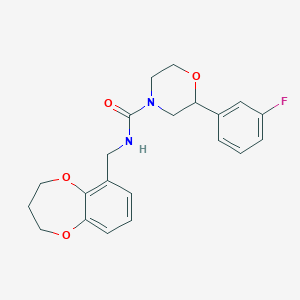molecular formula C21H23FN2O4 B6945040 N-(3,4-dihydro-2H-1,5-benzodioxepin-6-ylmethyl)-2-(3-fluorophenyl)morpholine-4-carboxamide 