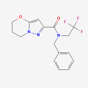molecular formula C16H16F3N3O2 B6945042 N-benzyl-N-(2,2,2-trifluoroethyl)-6,7-dihydro-5H-pyrazolo[5,1-b][1,3]oxazine-2-carboxamide 
