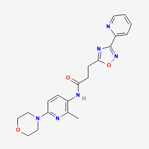 molecular formula C20H22N6O3 B6945147 N-(2-methyl-6-morpholin-4-ylpyridin-3-yl)-3-(3-pyridin-2-yl-1,2,4-oxadiazol-5-yl)propanamide 