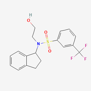 molecular formula C18H18F3NO3S B6945185 N-(2,3-dihydro-1H-inden-1-yl)-N-(2-hydroxyethyl)-3-(trifluoromethyl)benzenesulfonamide 