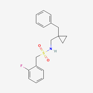 molecular formula C18H20FNO2S B6945196 N-[(1-benzylcyclopropyl)methyl]-1-(2-fluorophenyl)methanesulfonamide 