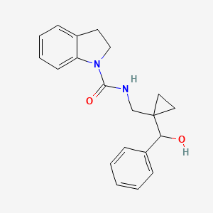 molecular formula C20H22N2O2 B6945264 N-[[1-[hydroxy(phenyl)methyl]cyclopropyl]methyl]-2,3-dihydroindole-1-carboxamide 