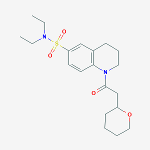 molecular formula C20H30N2O4S B6945289 N,N-diethyl-1-[2-(oxan-2-yl)acetyl]-3,4-dihydro-2H-quinoline-6-sulfonamide 