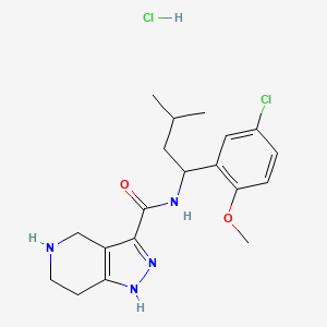 molecular formula C19H26Cl2N4O2 B6945353 N-[1-(5-chloro-2-methoxyphenyl)-3-methylbutyl]-4,5,6,7-tetrahydro-1H-pyrazolo[4,3-c]pyridine-3-carboxamide;hydrochloride 
