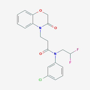 molecular formula C19H17ClF2N2O3 B6945373 N-(3-chlorophenyl)-N-(2,2-difluoroethyl)-3-(3-oxo-1,4-benzoxazin-4-yl)propanamide 