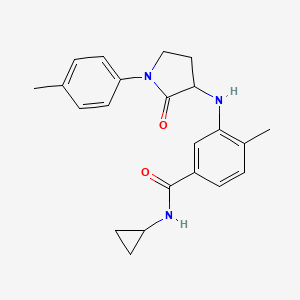 molecular formula C22H25N3O2 B6945473 N-cyclopropyl-4-methyl-3-[[1-(4-methylphenyl)-2-oxopyrrolidin-3-yl]amino]benzamide 