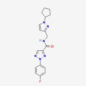 molecular formula C18H19FN6O B6945478 N-[(1-cyclopentylpyrazol-3-yl)methyl]-2-(4-fluorophenyl)triazole-4-carboxamide 