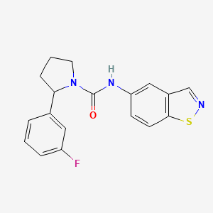 molecular formula C18H16FN3OS B6945482 N-(1,2-benzothiazol-5-yl)-2-(3-fluorophenyl)pyrrolidine-1-carboxamide 
