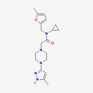 molecular formula C19H27N5O2 B6945508 N-cyclopropyl-N-[(5-methylfuran-2-yl)methyl]-2-[4-(5-methyl-1H-pyrazol-3-yl)piperazin-1-yl]acetamide 