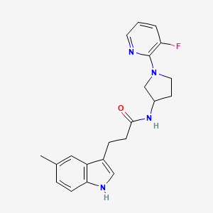 molecular formula C21H23FN4O B6945556 N-[1-(3-fluoropyridin-2-yl)pyrrolidin-3-yl]-3-(5-methyl-1H-indol-3-yl)propanamide 