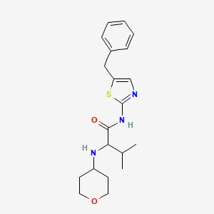 molecular formula C20H27N3O2S B6945572 N-(5-benzyl-1,3-thiazol-2-yl)-3-methyl-2-(oxan-4-ylamino)butanamide 