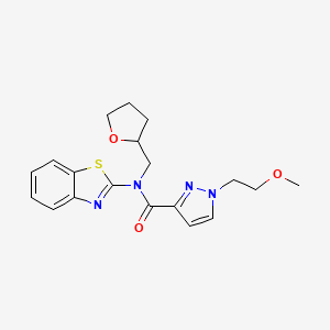 molecular formula C19H22N4O3S B6945581 N-(1,3-benzothiazol-2-yl)-1-(2-methoxyethyl)-N-(oxolan-2-ylmethyl)pyrazole-3-carboxamide 