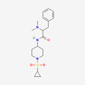 molecular formula C19H29N3O3S B6945612 N-(1-cyclopropylsulfonylpiperidin-4-yl)-2-(dimethylamino)-3-phenylpropanamide 