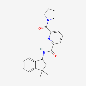molecular formula C22H25N3O2 B6945692 N-(3,3-dimethyl-1,2-dihydroinden-1-yl)-6-(pyrrolidine-1-carbonyl)pyridine-2-carboxamide 